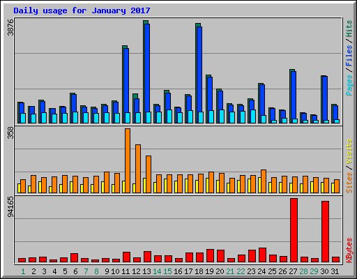 Daily usage for January 2017