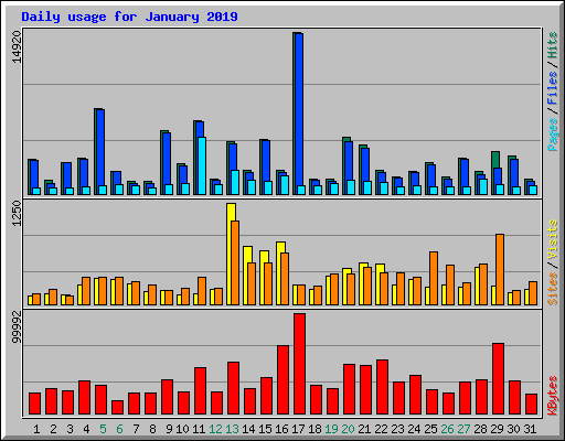 Daily usage for January 2019