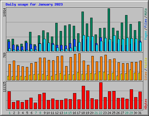 Daily usage for January 2023