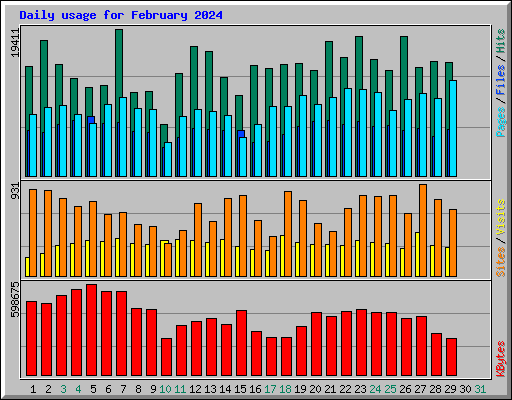 Daily usage for February 2024