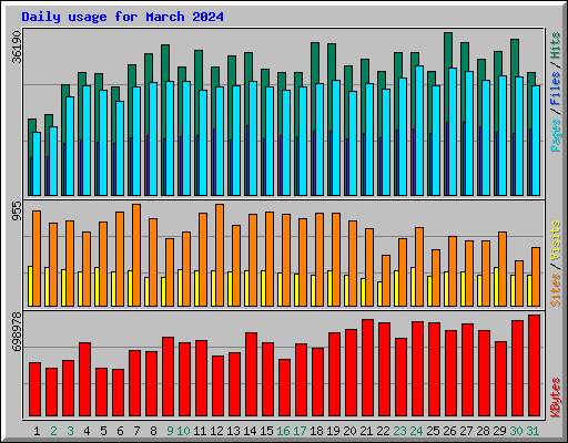 Daily usage for March 2024
