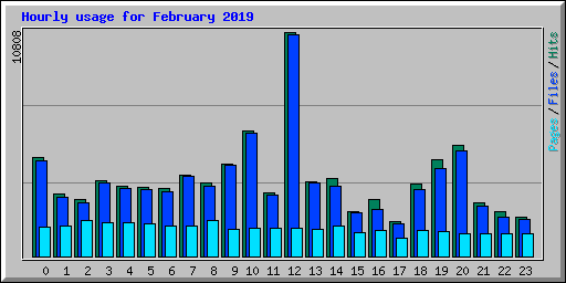 Hourly usage for February 2019